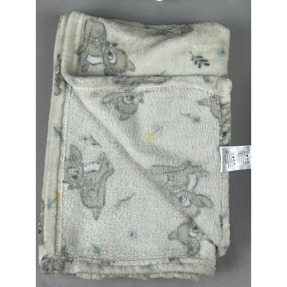 Lot of 4 Baby Blankets Cloud Island Plush/Cotton Disney Baby Bambi Boritar Bear